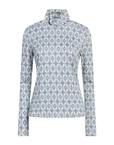 Camicettasnob Woman Turtleneck Light Blue Size 10 Viscose, Polyester, Elastane