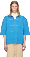 Camiel Fortgens Blue Viscose Polo In Blue - Viscose (cn)