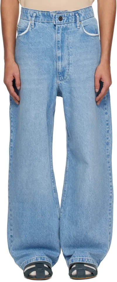 Camiel Fortgens Blue Washed Denim Jeans In Light Blue - Washed