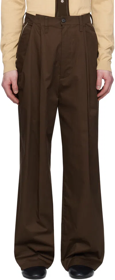 Camiel Fortgens Brown Suit Trousers In Brown - Cotton Twill