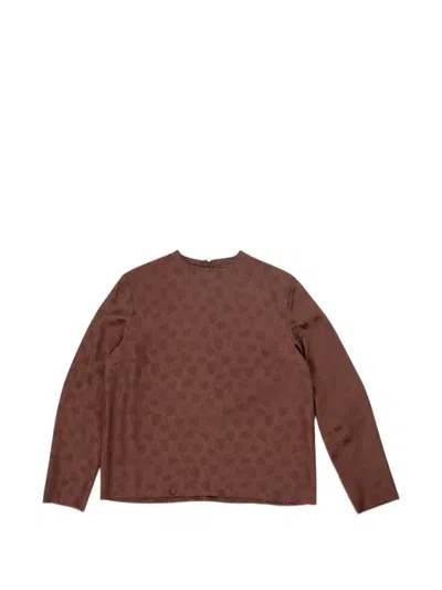 Camiel Fortgens Floral-pattern Raw-edge Top In Brown