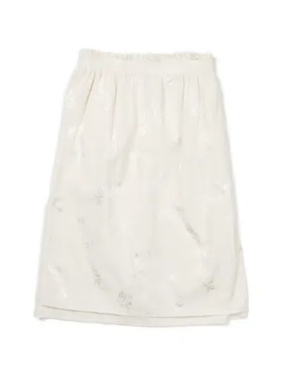 Camiel Fortgens Flower-jacquard Raw-edge Skirt In White