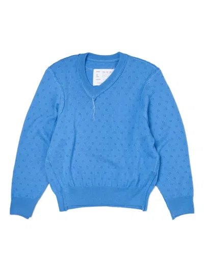 Camiel Fortgens Frankenstein V-neck Sweater In Blue