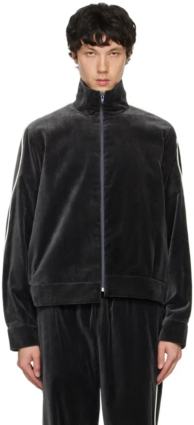 Camiel Fortgens Gray Piping Track Jacket In Grey - Cotton Velvet