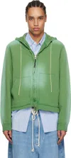 Camiel Fortgens Green Fitted Zip Hoodie In Green - Sun Faded -