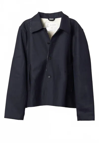 Camiel Fortgens Men's Short Gap Coat In Black Navy In Blue
