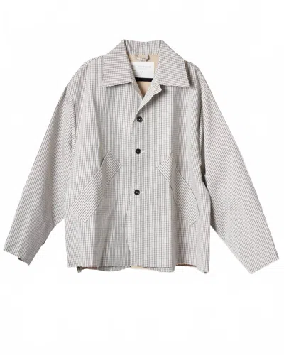 Camiel Fortgens Men's Short Mac Coat In Check In Gray