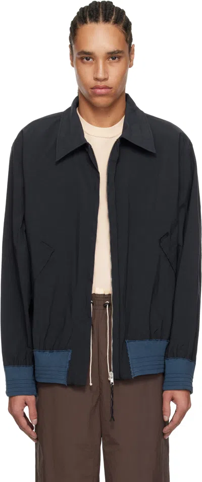 Camiel Fortgens Navy Simple Bomber Jacket In Navy - Nylon Canvas