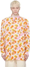 Camiel Fortgens Orange & Pink Overlap Big Shirt In Flower Print