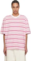 Camiel Fortgens Pink & White Big Heavy Jersey T-shirt In Pink Stripes - Heavy