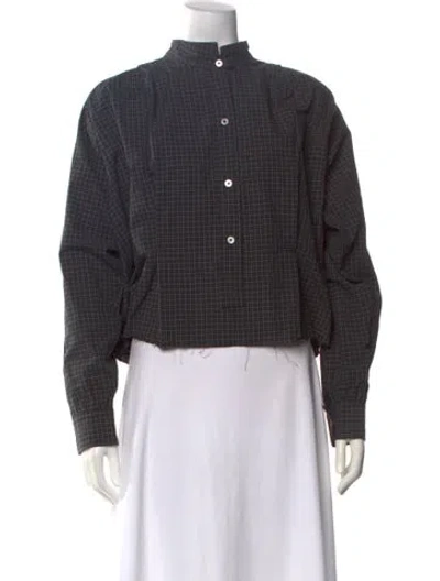 Pre-owned Camiel Fortgens Plaid Print Long Sleeve Blouse W/ Tags In Black