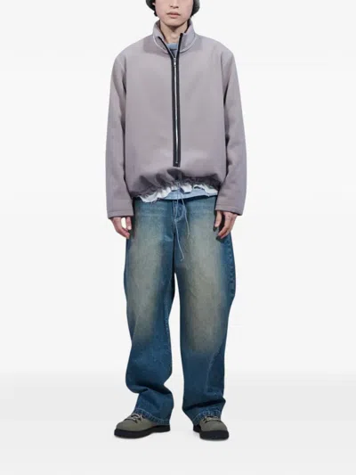 Camiel Fortgens Raw-edge Roll-neck Fleece Jacket In Blue