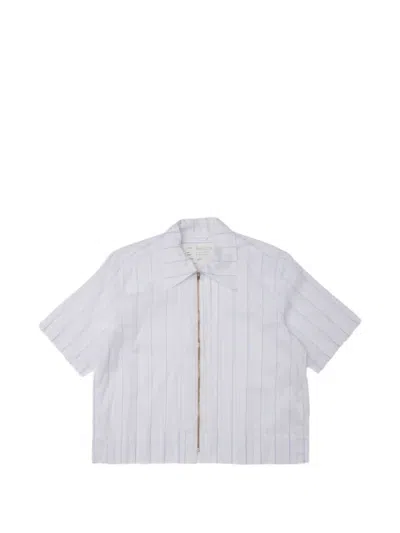 Camiel Fortgens Striped Zip-up Shirt In Blue