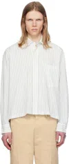 Camiel Fortgens White & Green Striped Basic Shirt In Green / White Stripe
