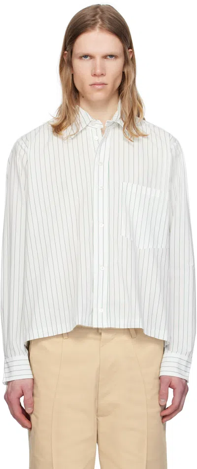 Camiel Fortgens White & Green Striped Basic Shirt In Green / White Stripe
