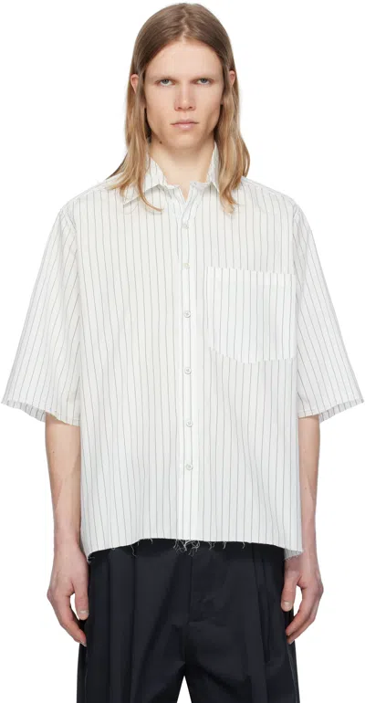 Camiel Fortgens White & Green Striped Boxy Shirt In Green / White Stripe