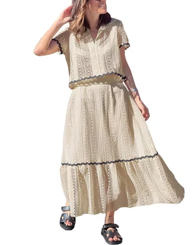 Camila Blanco 2pc Blouse & Skirt Set In Neutral