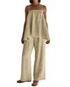 Camila Blanco 2pc Top & Pant Set In Neutral