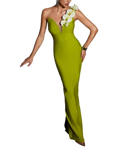Camila Blanco Embroidered Maxi Dress In Green