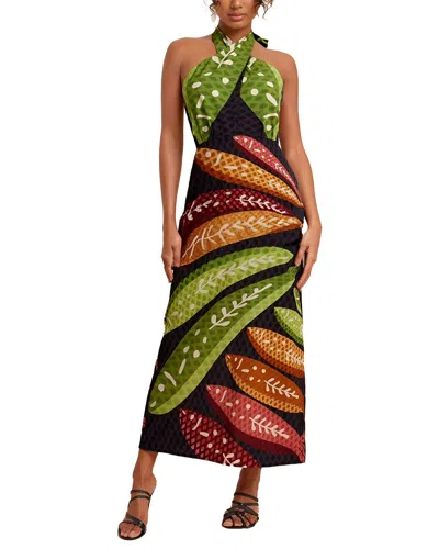 Camila Blanco Midi Dress In Black & Print