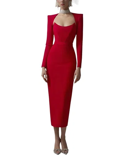 Camila Blanco Midi Dress In Red