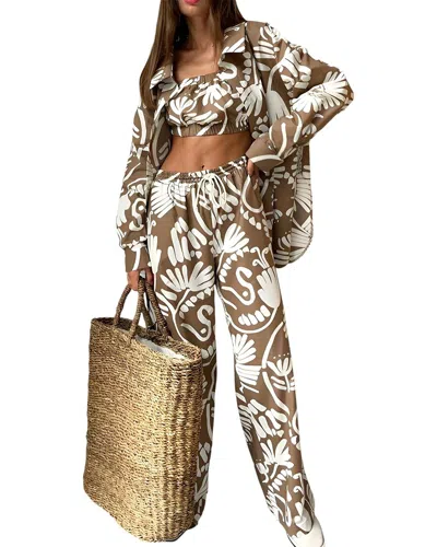 Camila Blanco Set (shirt & Top & Pant) In Brown