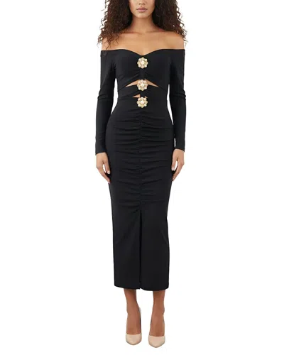 Camila Blanco Solid Maxi Dress In Black