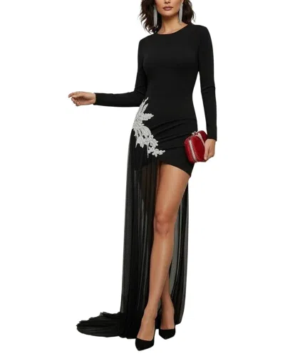 Camila Blanco Solid Mini Dress In Black