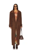 Camila Coelho Agatha Double Breasted Coat In Chocolate