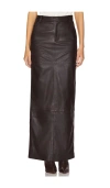 Camila Coelho Anabella Leather Maxi Skirt In Espresso Brown
