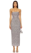 Camila Coelho Atiena Sequin Midi Dress In Silver