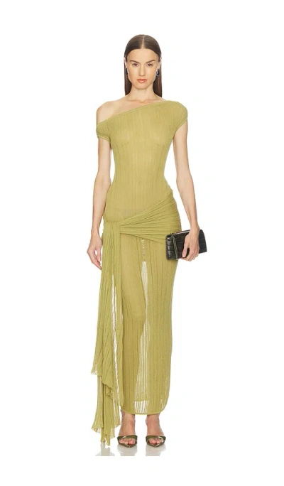 Camila Coelho Callie Sheer Midi Knit Dress In Green