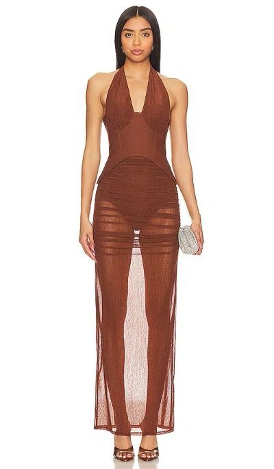 Camila Coelho Carolina Midi Dress In Brown