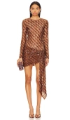 Camila Coelho Cataleya Sequin Mini Dress In Metallic Bronze