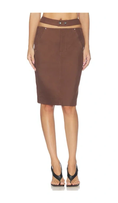 Camila Coelho Cora Midi Skirt In Brown