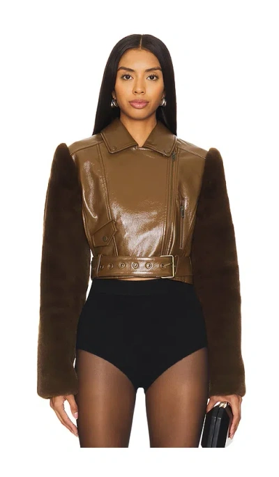 Camila Coelho Florencia Moto Jacket In Brown