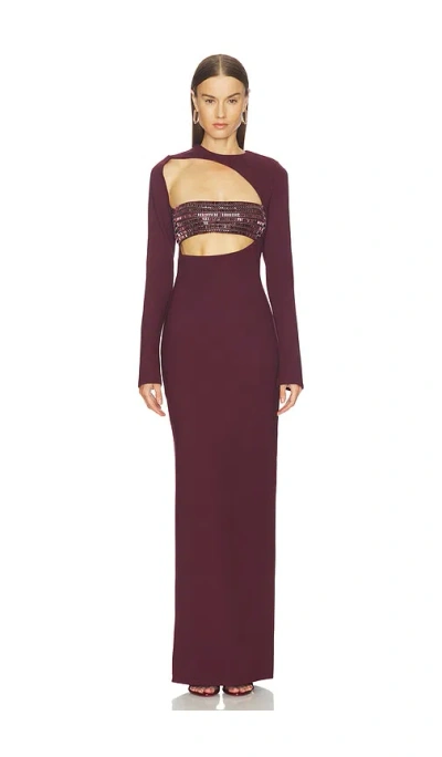 Camila Coelho Gelina Maxi Dress In Burgundy