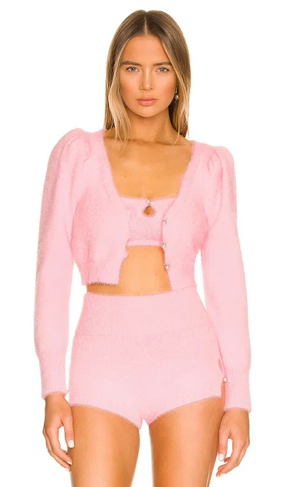 Camila Coelho Genevieve Pearl Cardigan In Pink
