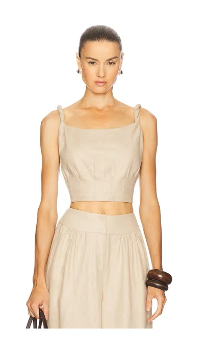 Camila Coelho Harlow Linen Top In Nude