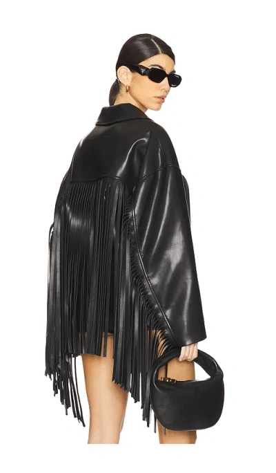 Camila Coelho Iza Faux Leather Jacket In 黑色
