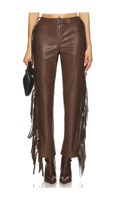 Camila Coelho Iza Faux Leather Pant In 巧克力棕色
