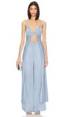 Camila Coelho Kassiani Tie Front Top In 灰蓝
