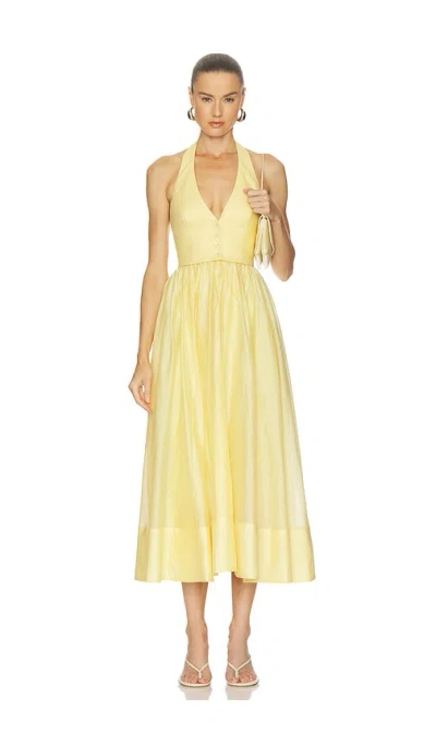 Camila Coelho Lino Midi Dress In Yellow
