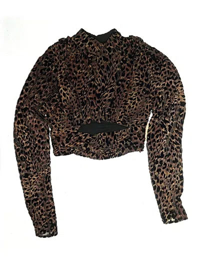Camila Coelho Long Sleeve Blouse In Brown