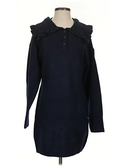 Pre-owned Camila Coelho Long Sleeve Top Black Ruffles Neckline Tops