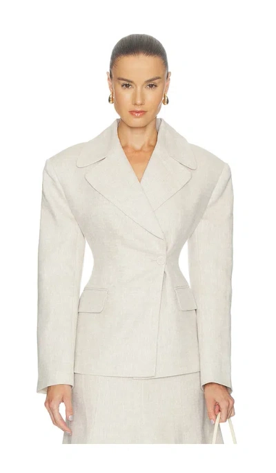 Camila Coelho Malena Linen Blazer In Neutral