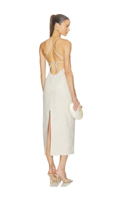 Camila Coelho Malena Linen Midi Dress In Neutral