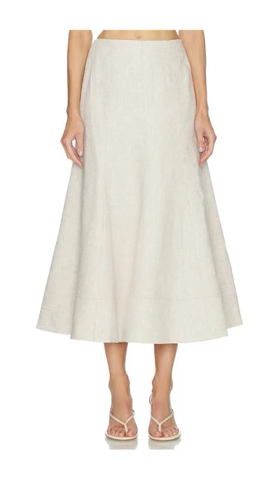 Camila Coelho Malena Linen Midi Skirt In Neutral