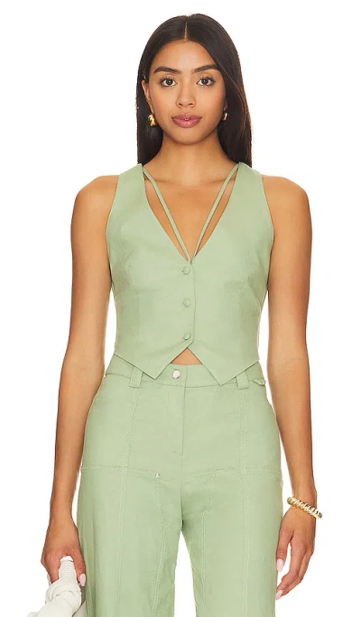 Camila Coelho Matilde Vest In Sage Green