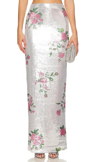 Camila Coelho Pia Maxi Skirt In 银色花卉